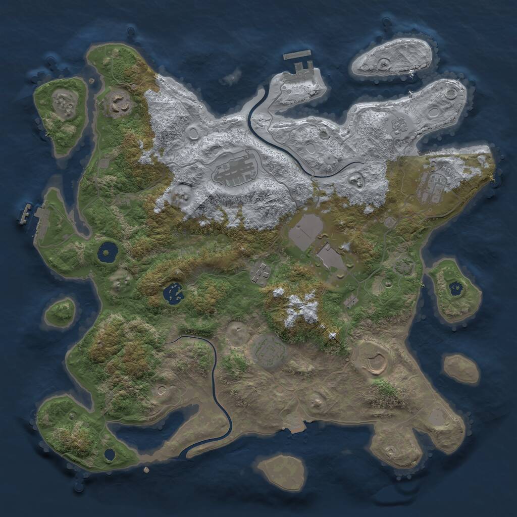 Rust Map: Procedural Map, Size: 3750, Seed: 696911210, 14 Monuments