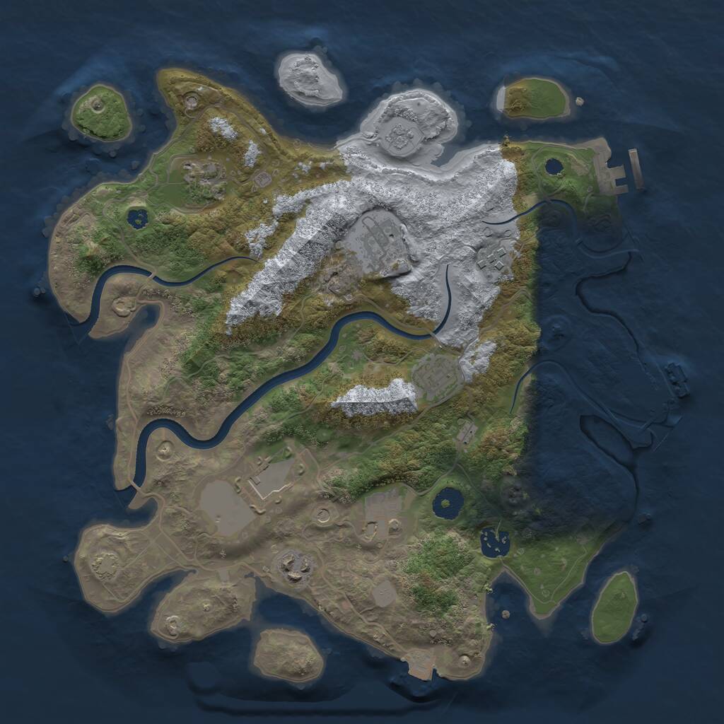 Rust Map: Procedural Map, Size: 3500, Seed: 1429120857, 14 Monuments
