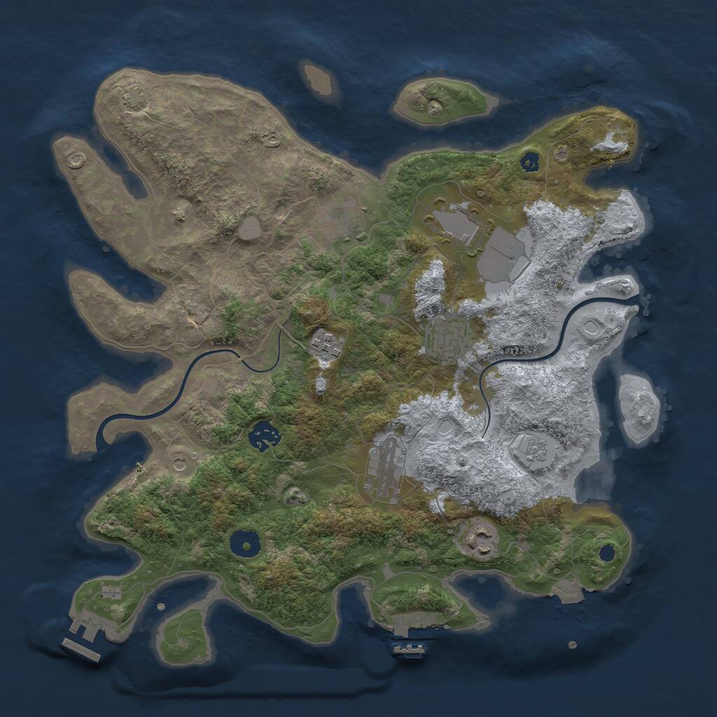 Rust Map: Procedural Map, Size: 3600, Seed: 285288, 13 Monuments
