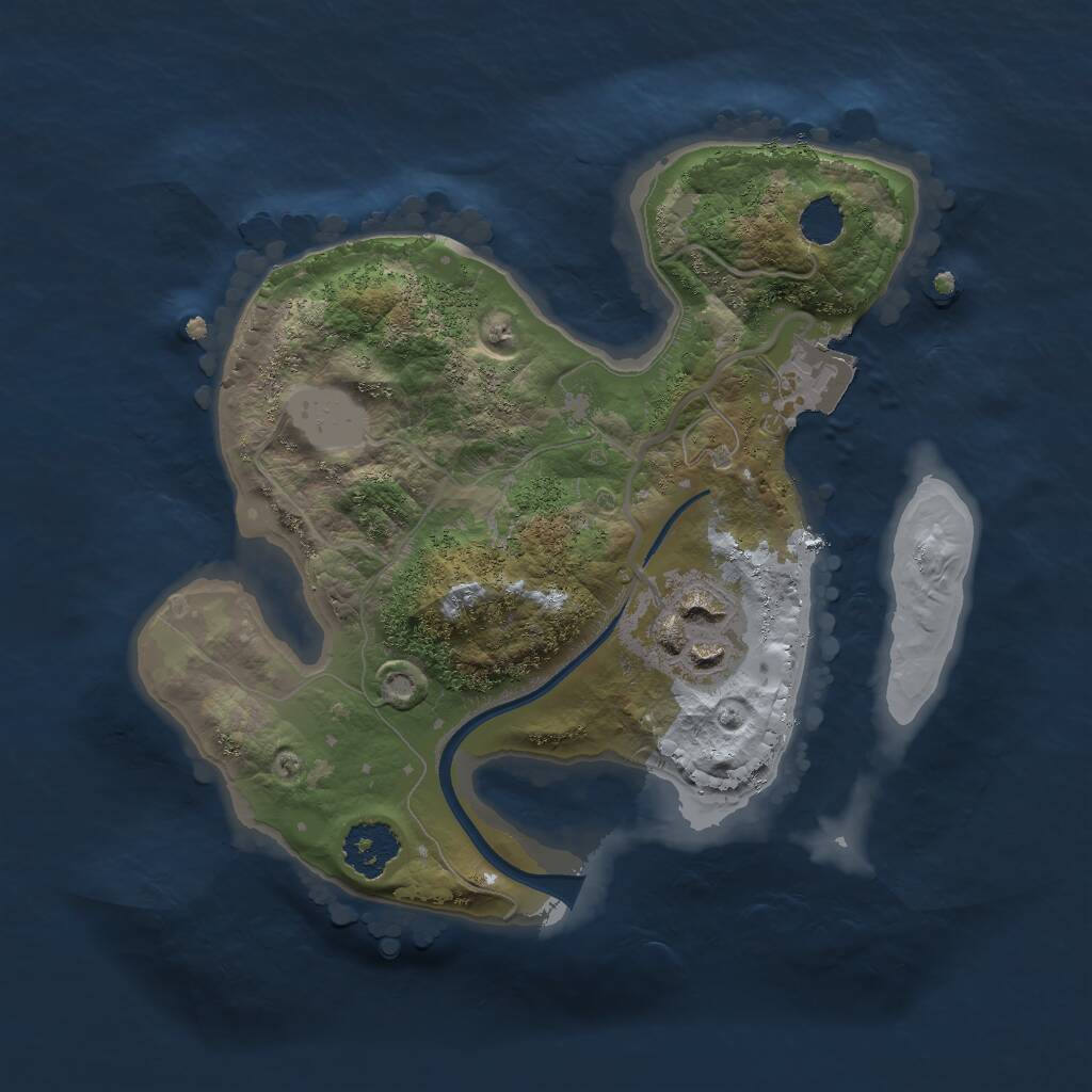 Rust Map: Procedural Map, Size: 2000, Seed: 1258799798, 2 Monuments