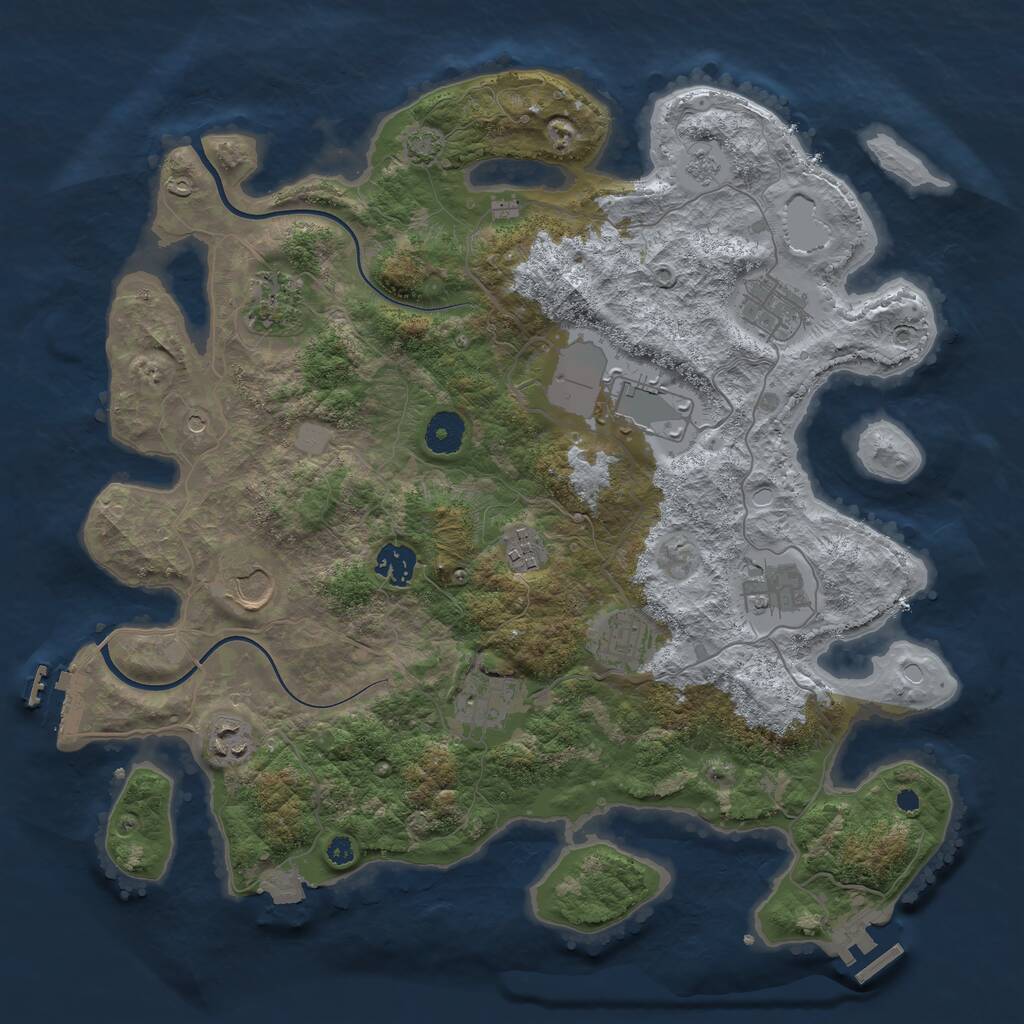 Rust Map: Procedural Map, Size: 3750, Seed: 834037974, 16 Monuments