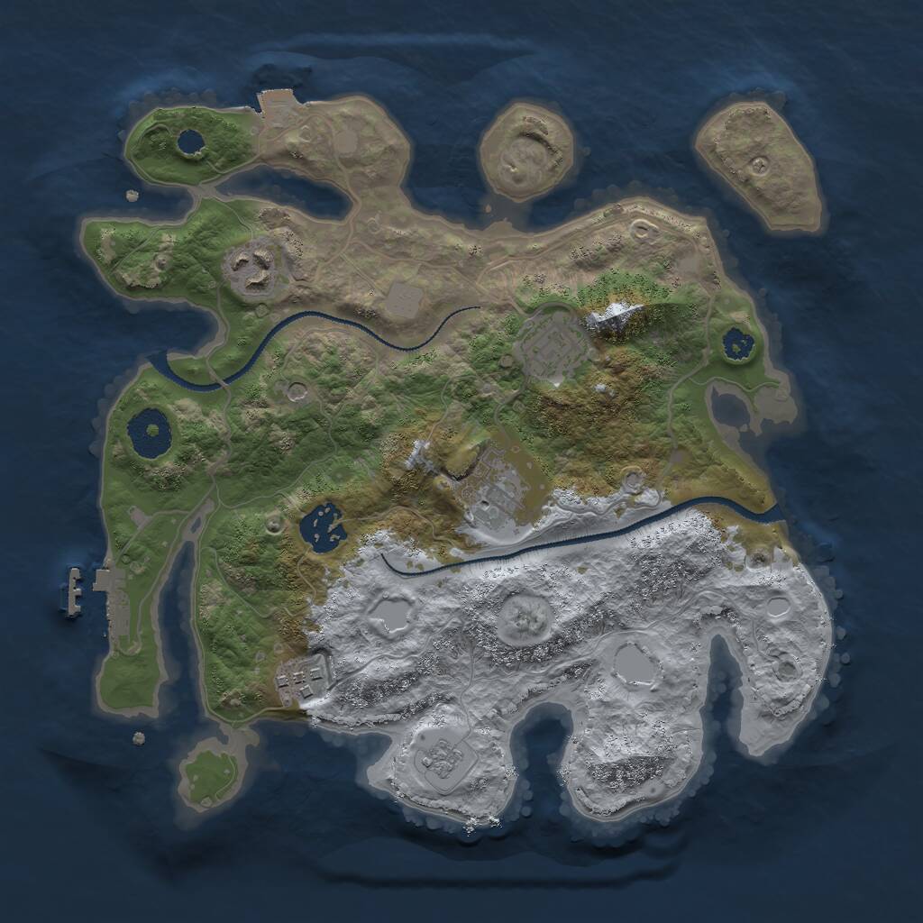 Rust Map: Procedural Map, Size: 3000, Seed: 23132, 9 Monuments