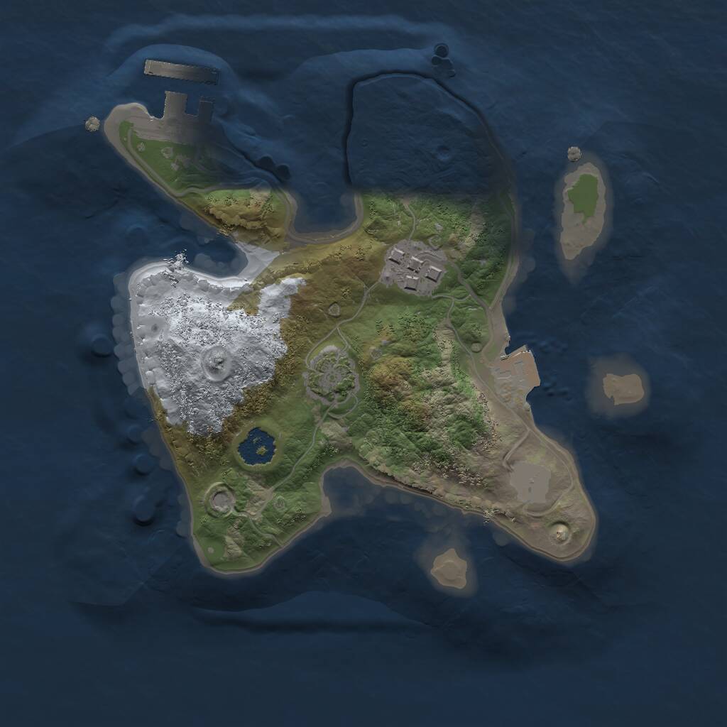Rust Map: Procedural Map, Size: 2000, Seed: 5527, 4 Monuments