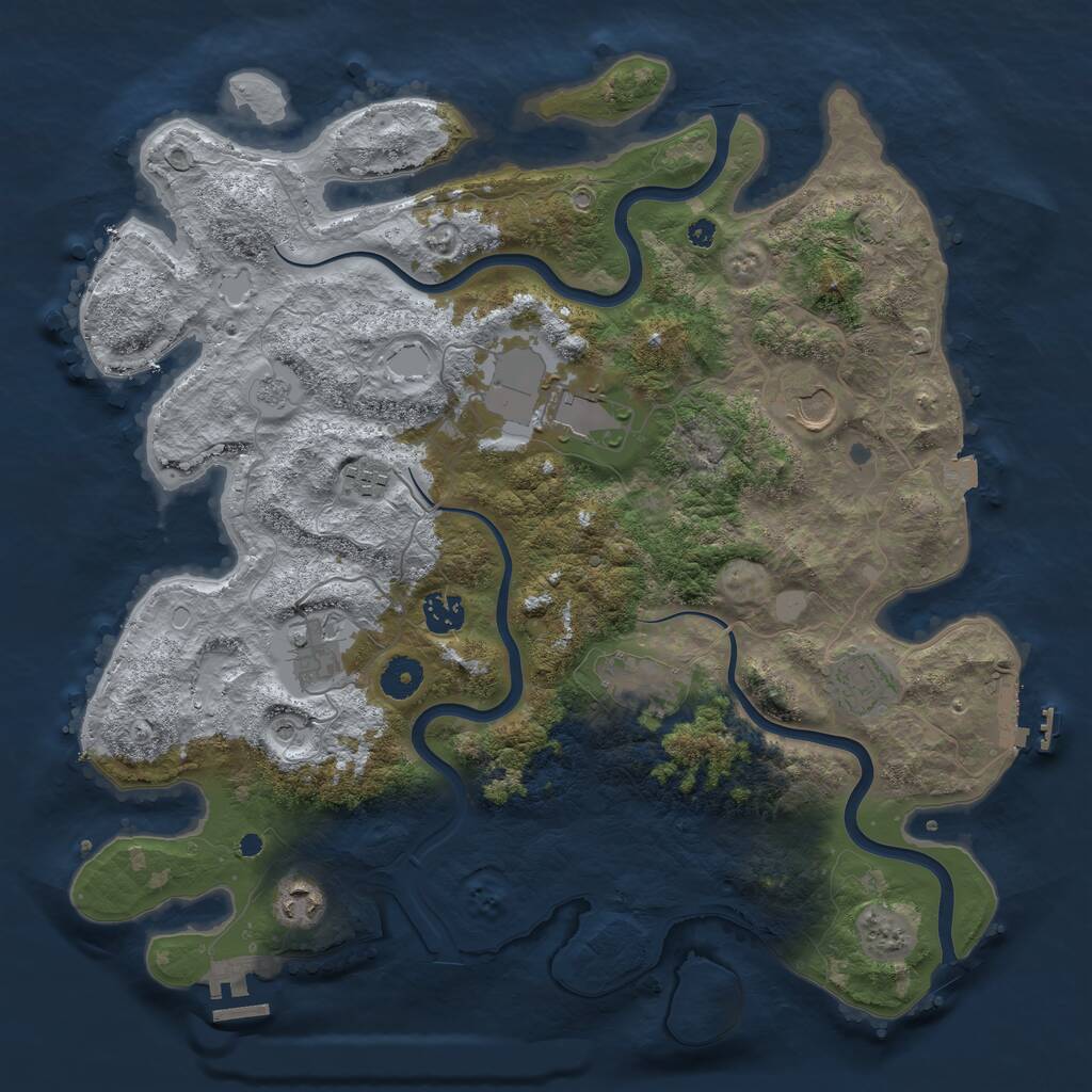 Rust Map: Procedural Map, Size: 3900, Seed: 23684, 14 Monuments