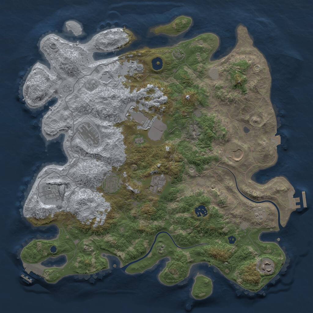 Rust Map: Procedural Map, Size: 3900, Seed: 23684, 16 Monuments