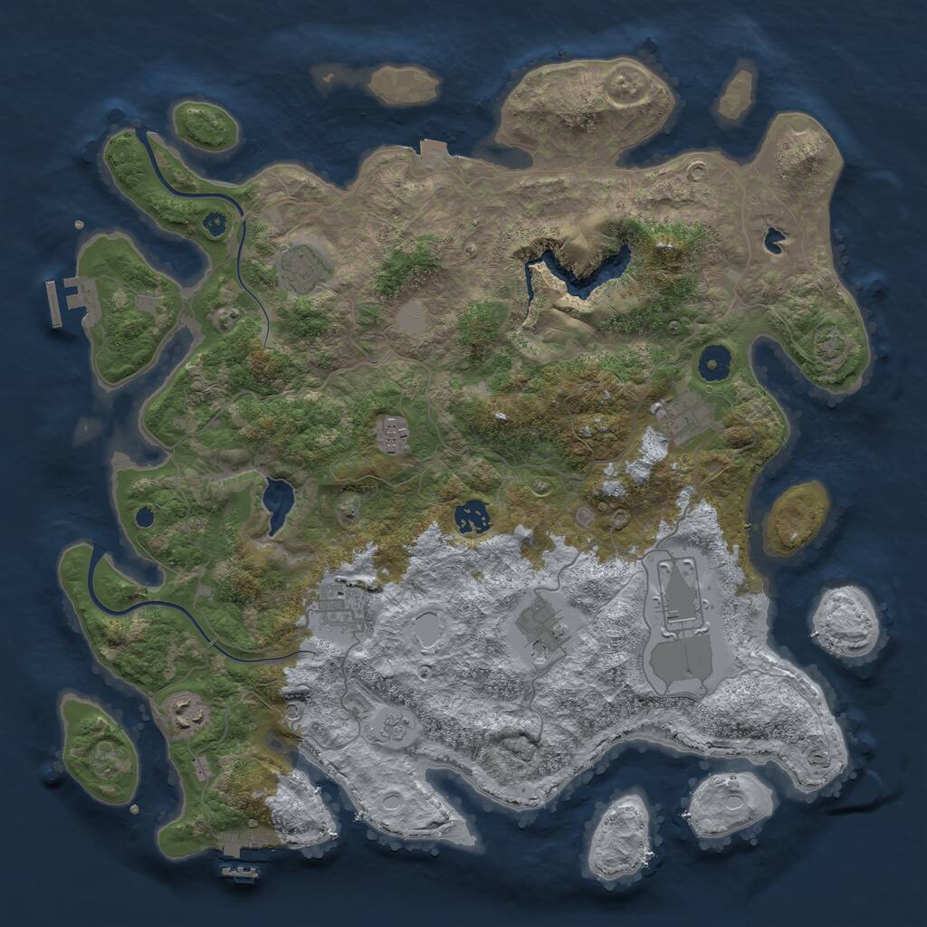 Rust Map: Procedural Map, Size: 4000, Seed: 2005321969, 14 Monuments