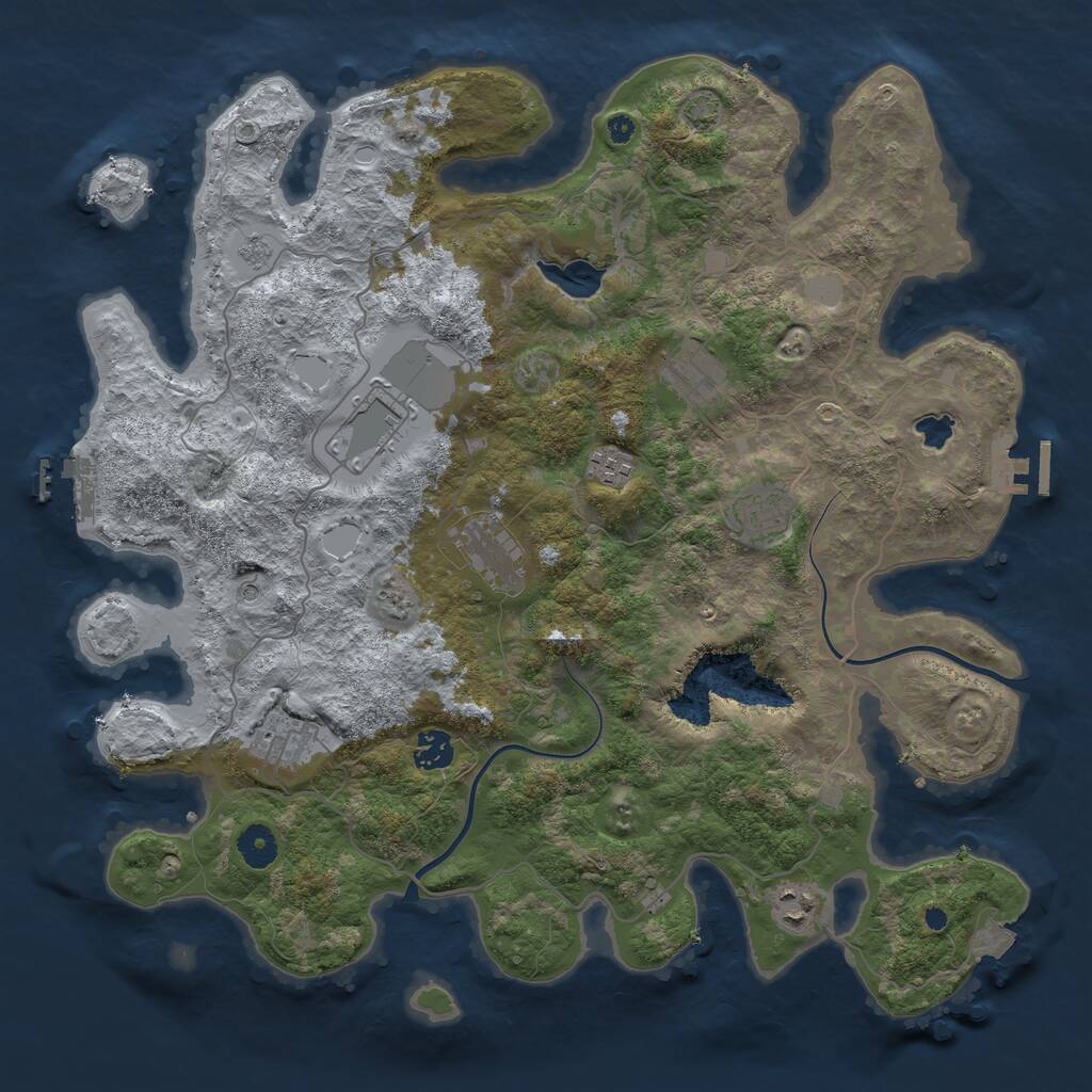 Rust Map: Procedural Map, Size: 4000, Seed: 1107945343, 14 Monuments