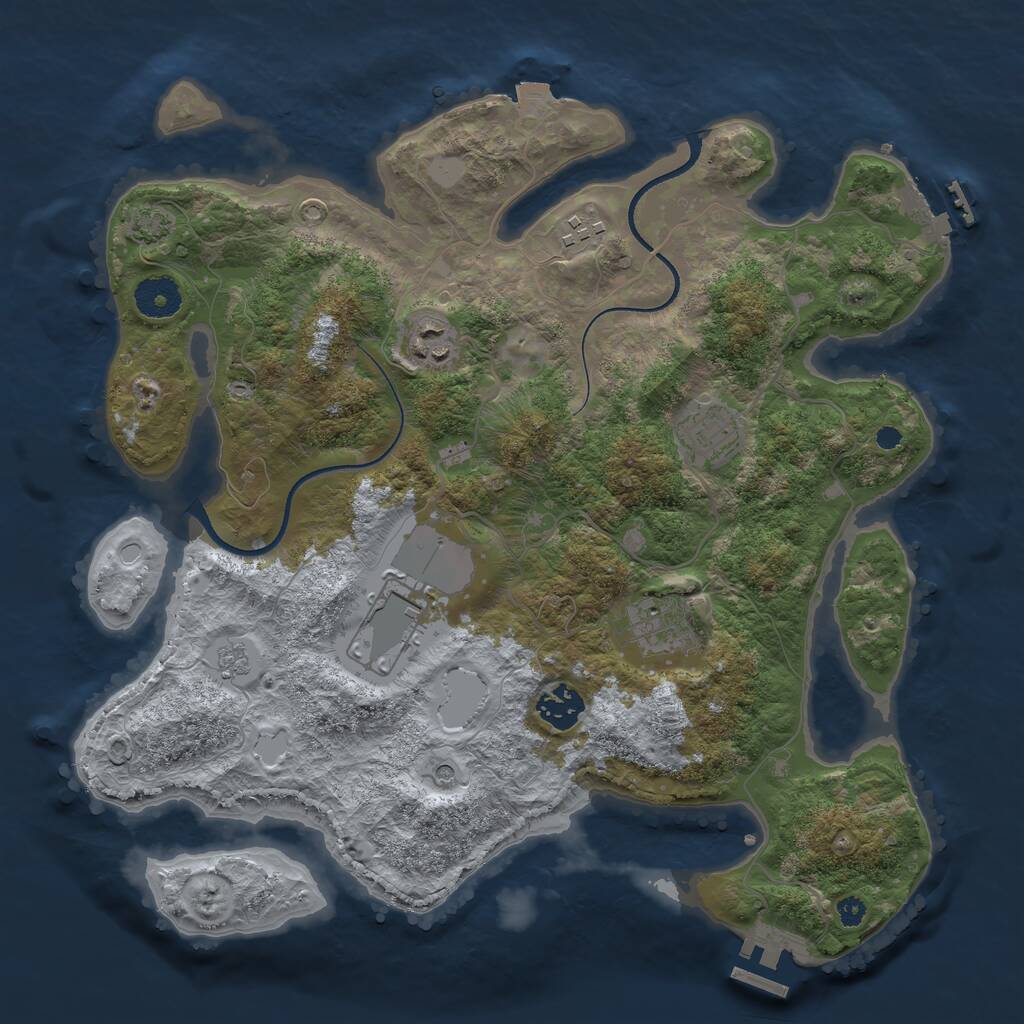 Rust Map: Procedural Map, Size: 3500, Seed: 1456, 12 Monuments