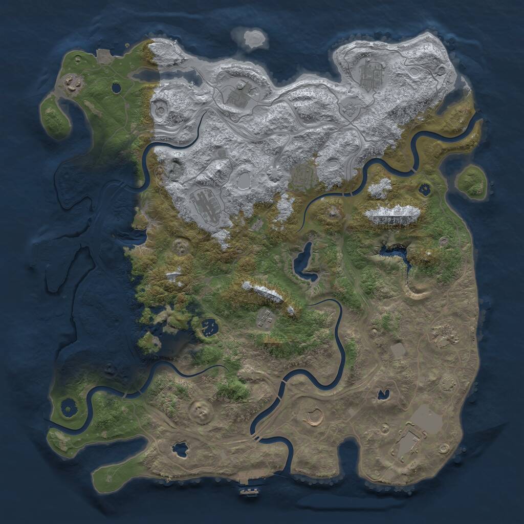 Rust Map: Procedural Map, Size: 4500, Seed: 98521687, 17 Monuments