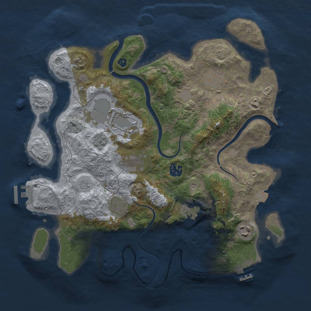 Rust Map: Procedural Map, Size: 3500, Seed: 77667754, 14 Monuments