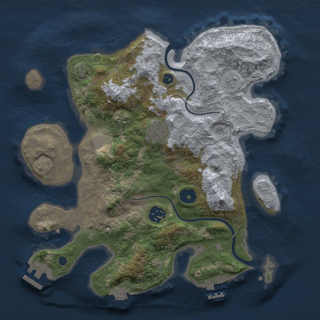 Rust Map: Procedural Map, Size: 3000, Seed: 2100517483, 8 Monuments