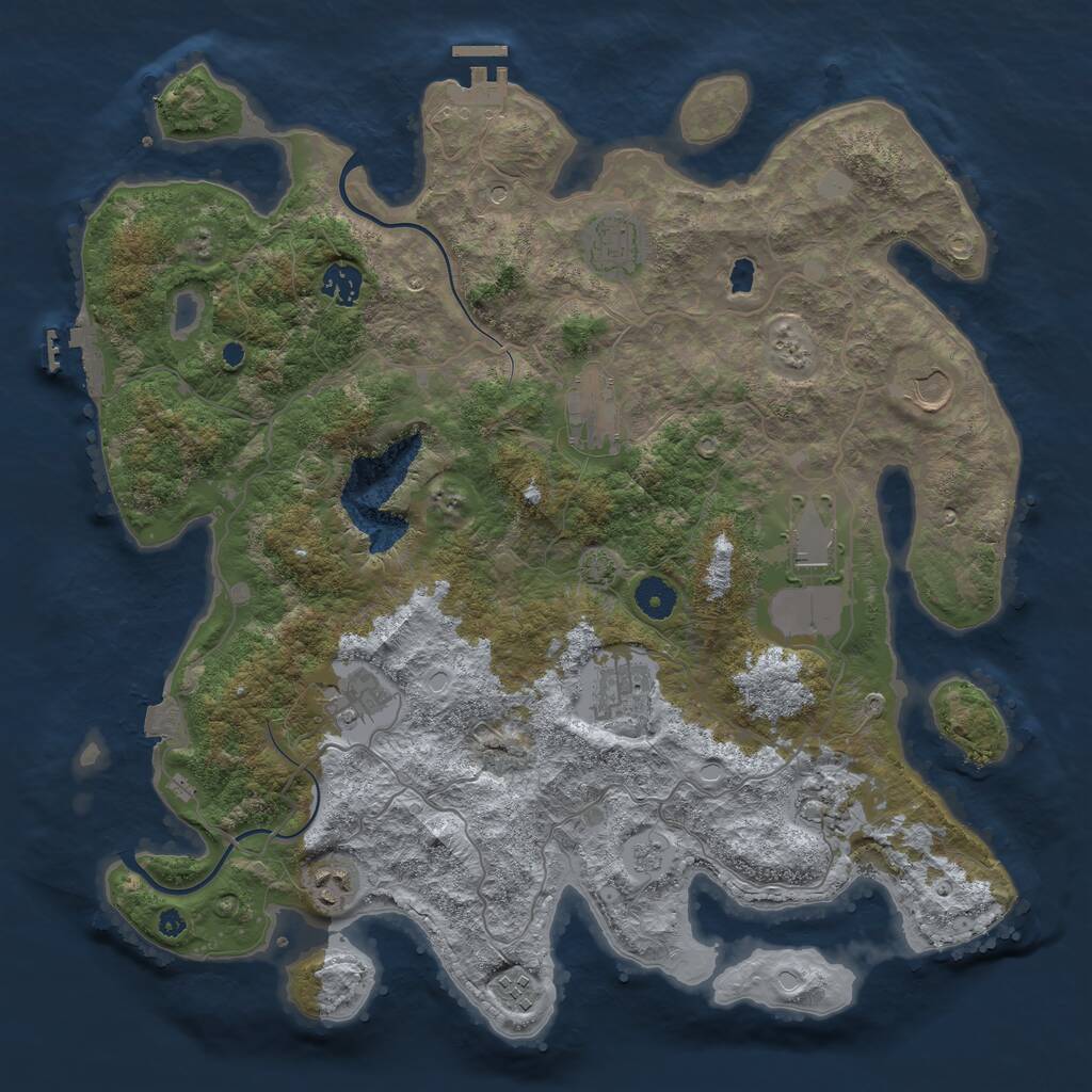 Rust Map: Procedural Map, Size: 4000, Seed: 1936619462, 16 Monuments