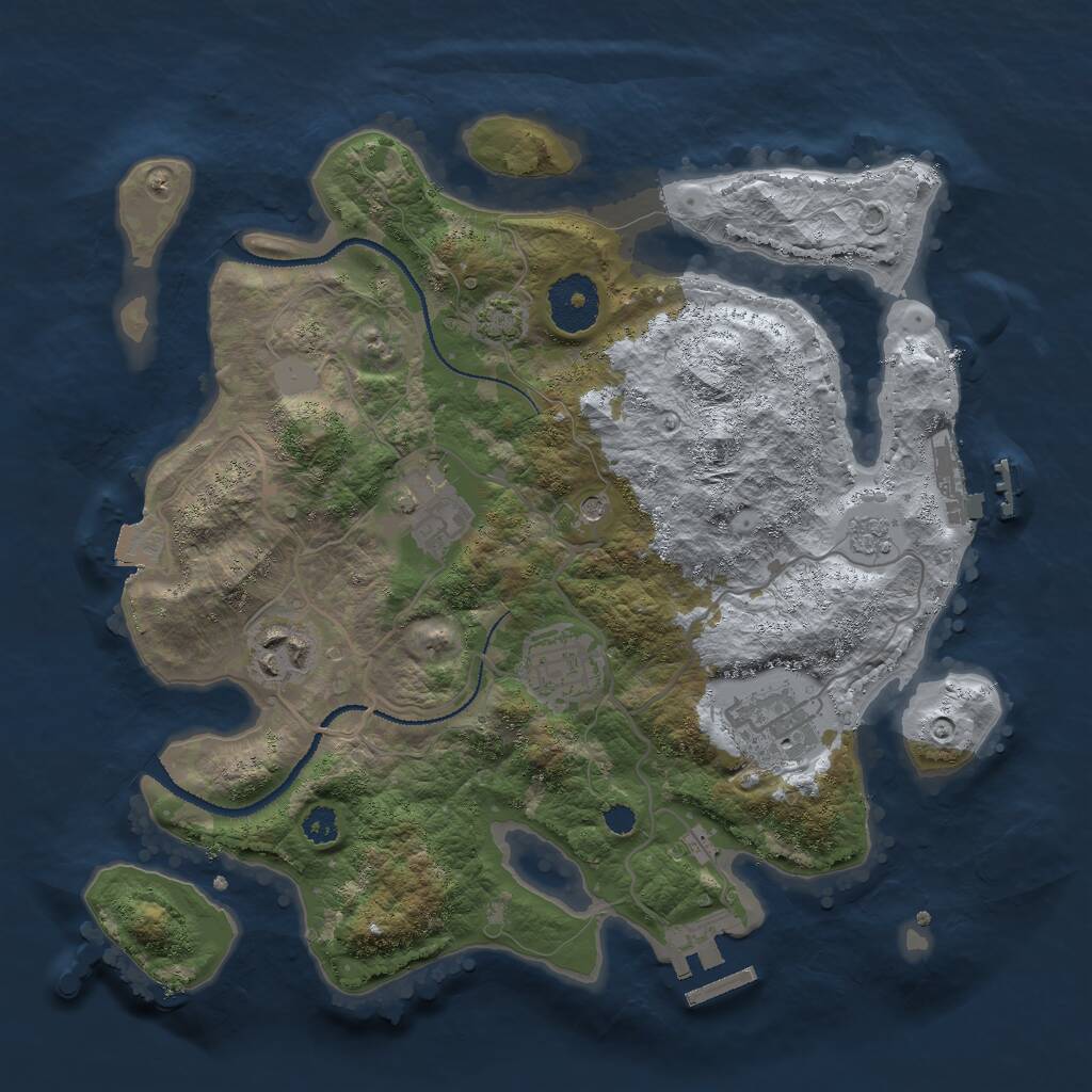 Rust Map: Procedural Map, Size: 3000, Seed: 1702711345, 10 Monuments
