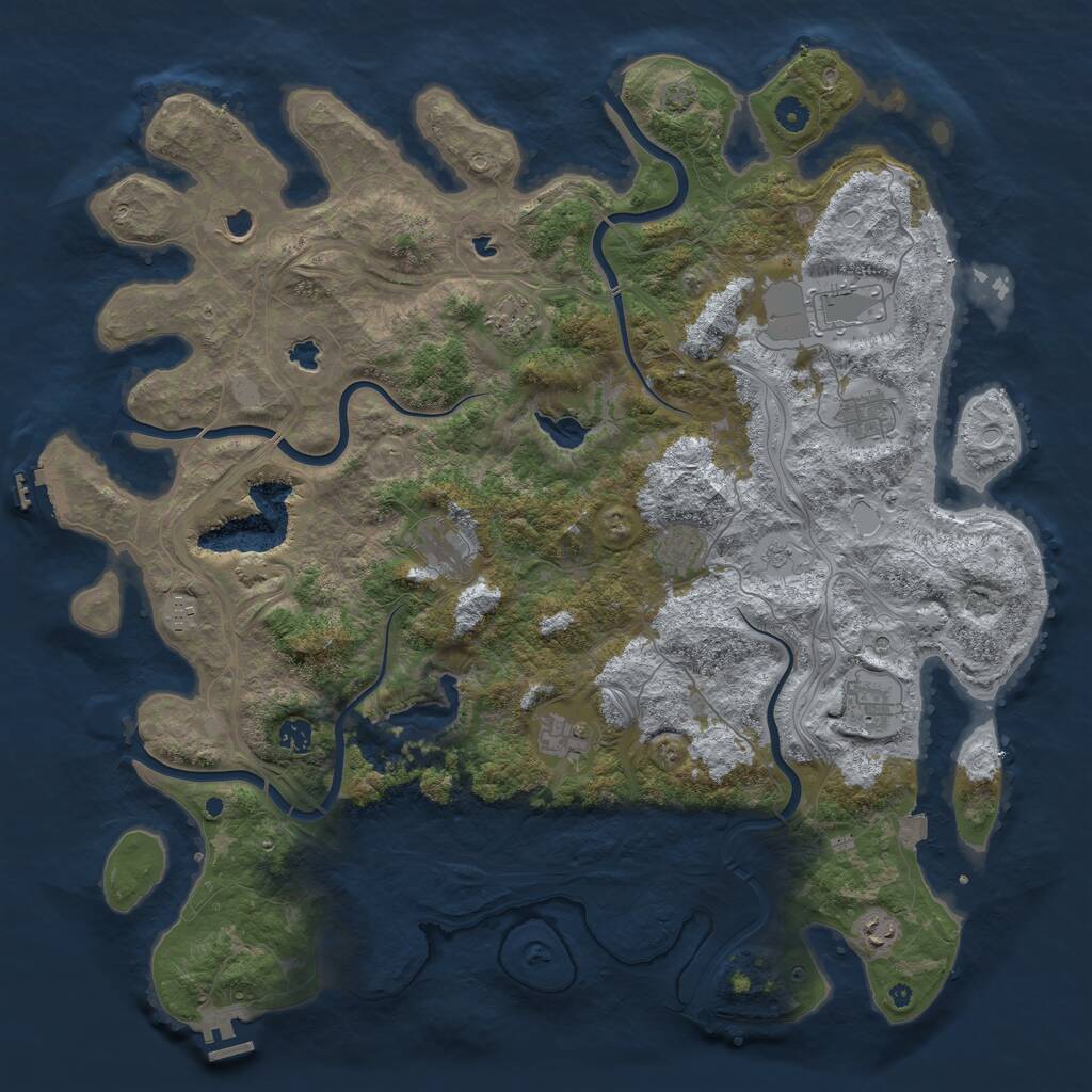 Rust Map: Procedural Map, Size: 4800, Seed: 1954681428, 17 Monuments