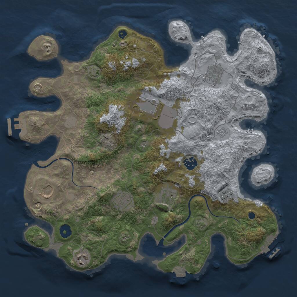 Rust Map: Procedural Map, Size: 3500, Seed: 1036949334, 14 Monuments