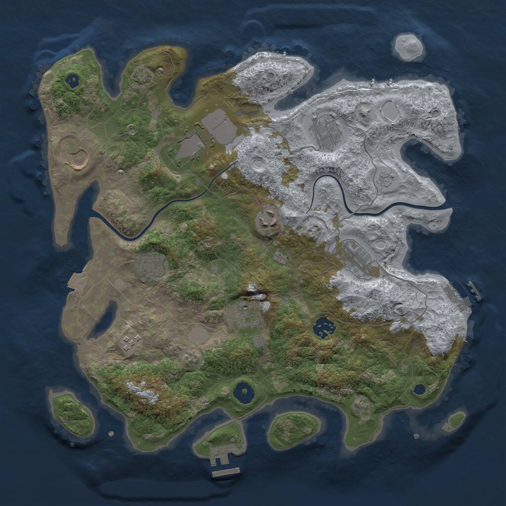 Rust Map: Procedural Map, Size: 3700, Seed: 1285537825, 14 Monuments
