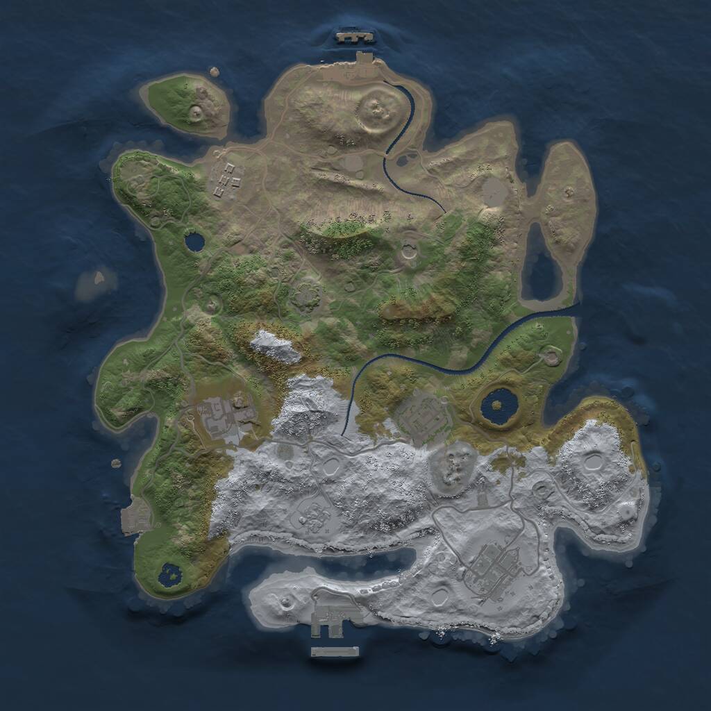 Rust Map: Procedural Map, Size: 3000, Seed: 56461, 10 Monuments