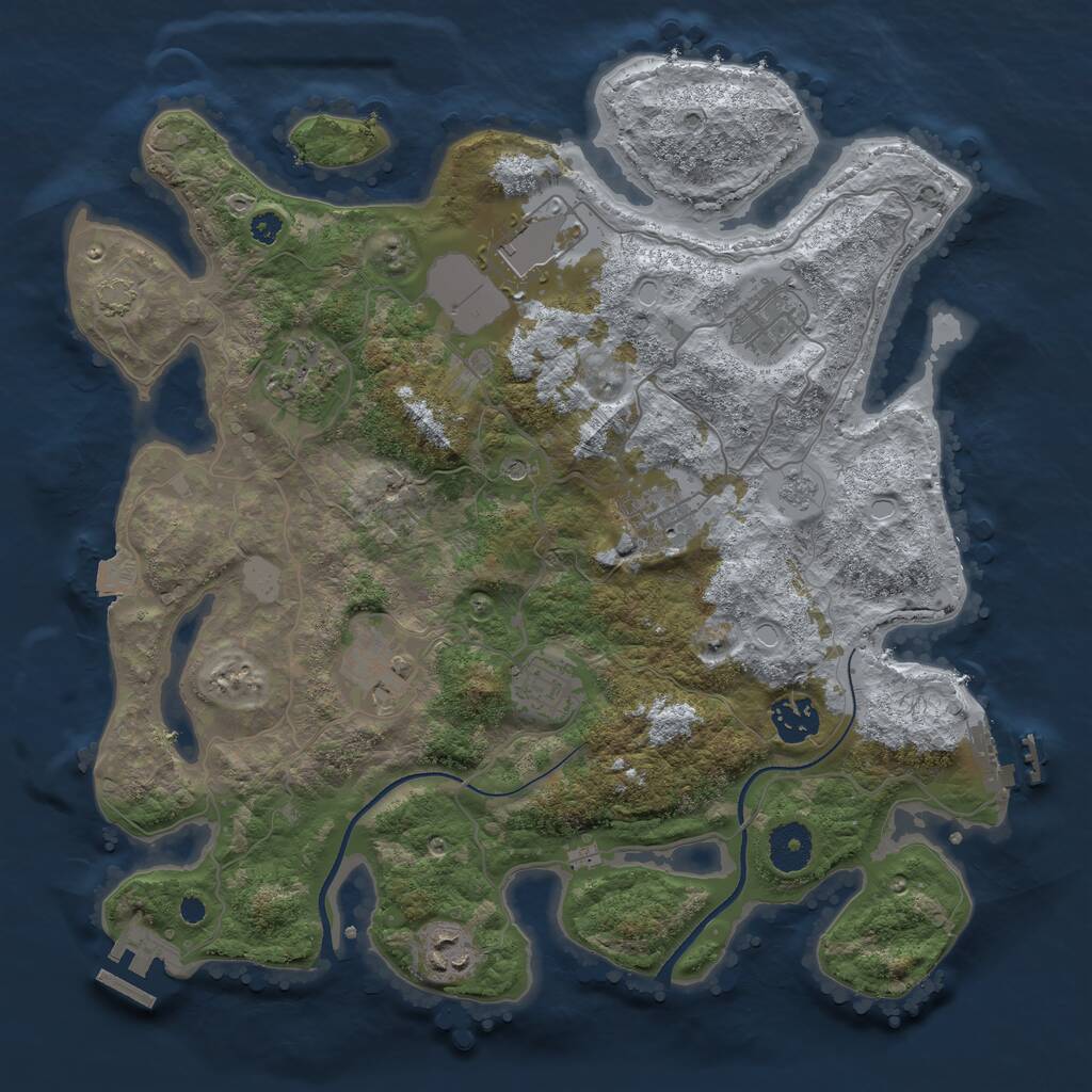 Rust Map: Procedural Map, Size: 3500, Seed: 832551047, 14 Monuments