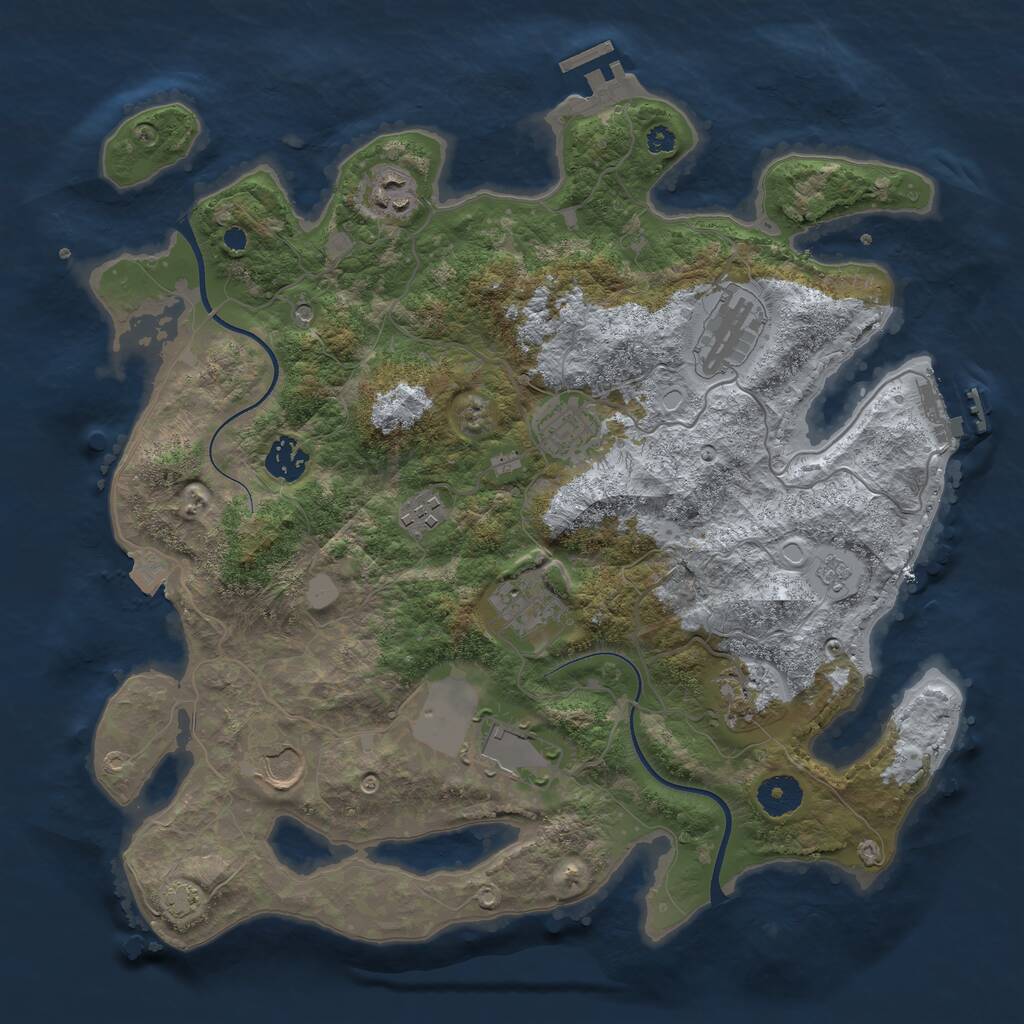 Rust Map: Procedural Map, Size: 3650, Seed: 1015813789, 15 Monuments
