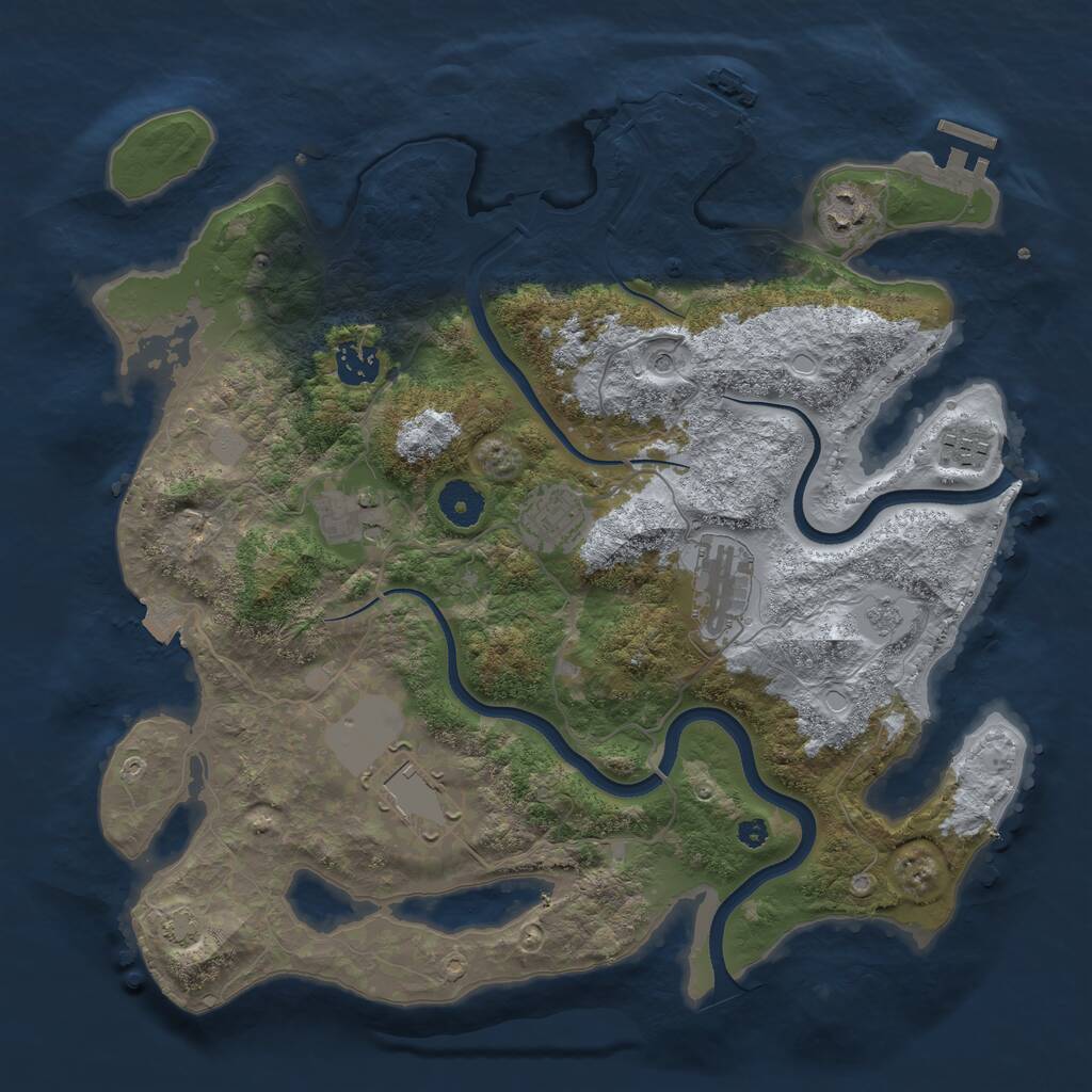 Rust Map: Procedural Map, Size: 3650, Seed: 1015813789, 13 Monuments