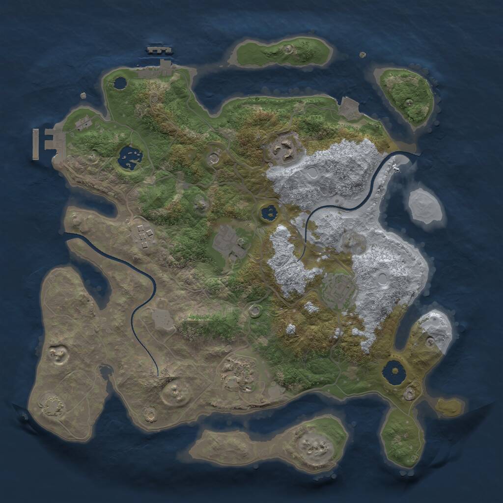 Rust Map: Procedural Map, Size: 3250, Seed: 173803648, 11 Monuments