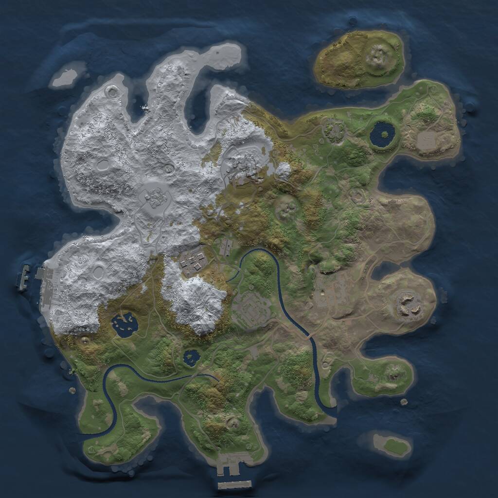 Rust Map: Procedural Map, Size: 3000, Seed: 4518, 11 Monuments