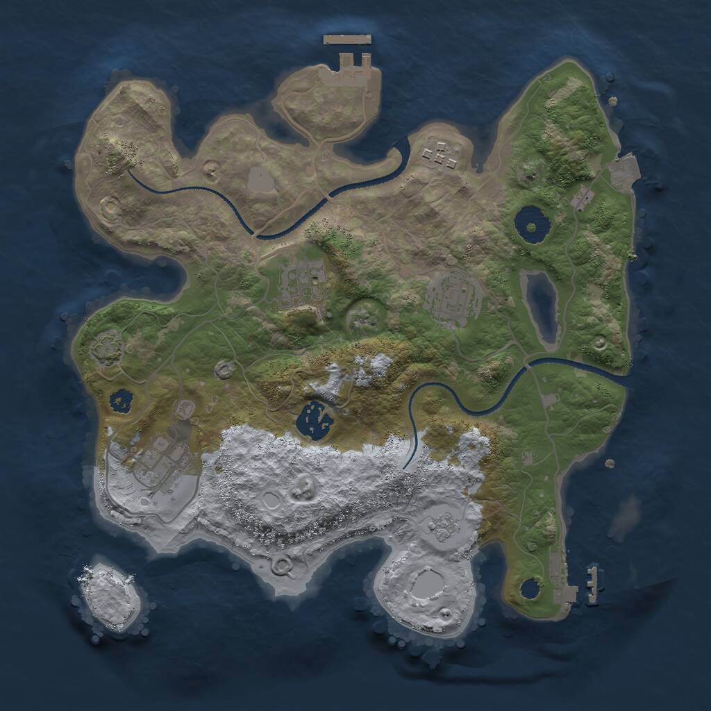 Rust Map: Procedural Map, Size: 3000, Seed: 1686827150, 10 Monuments
