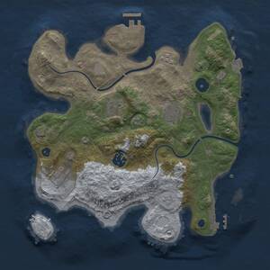 Thumbnail Rust Map: Procedural Map, Size: 3000, Seed: 1686827150, 10 Monuments