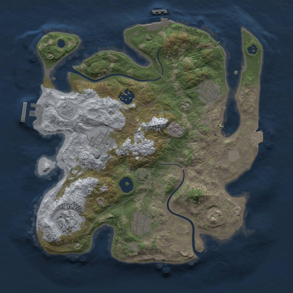 Rust Map: Procedural Map, Size: 3000, Seed: 1220676649, 11 Monuments