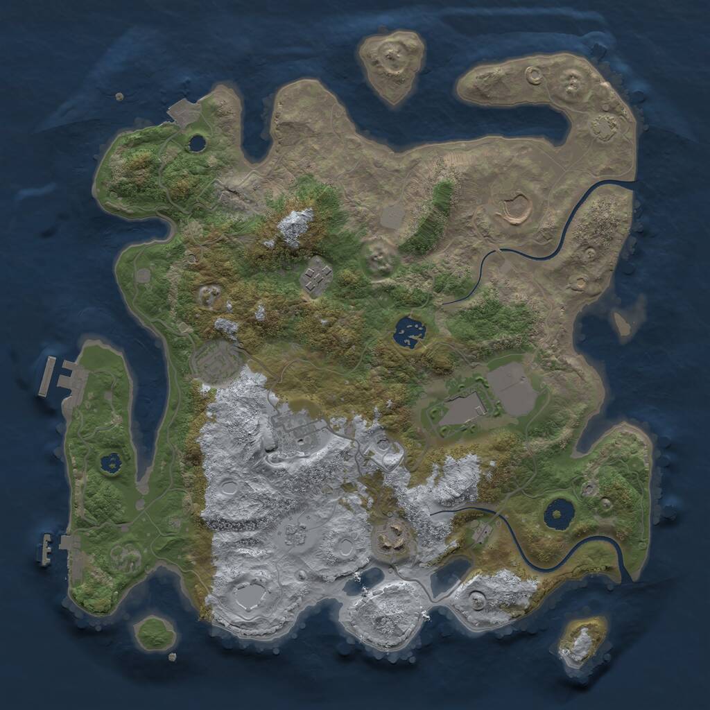Rust Map: Procedural Map, Size: 3500, Seed: 466840354, 13 Monuments