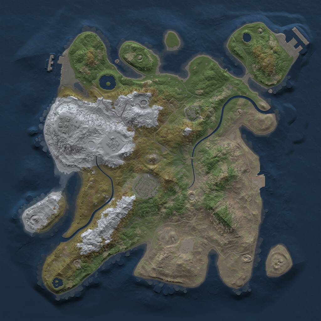 Rust Map: Procedural Map, Size: 3000, Seed: 1085148368, 8 Monuments