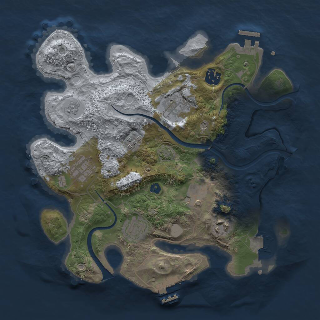 Rust Map: Procedural Map, Size: 3000, Seed: 1837719536, 13 Monuments