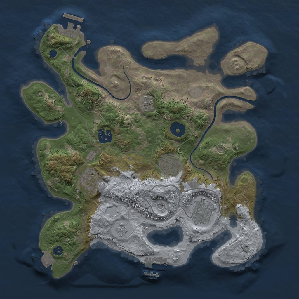 Rust Map: Procedural Map, Size: 3000, Seed: 467355, 10 Monuments