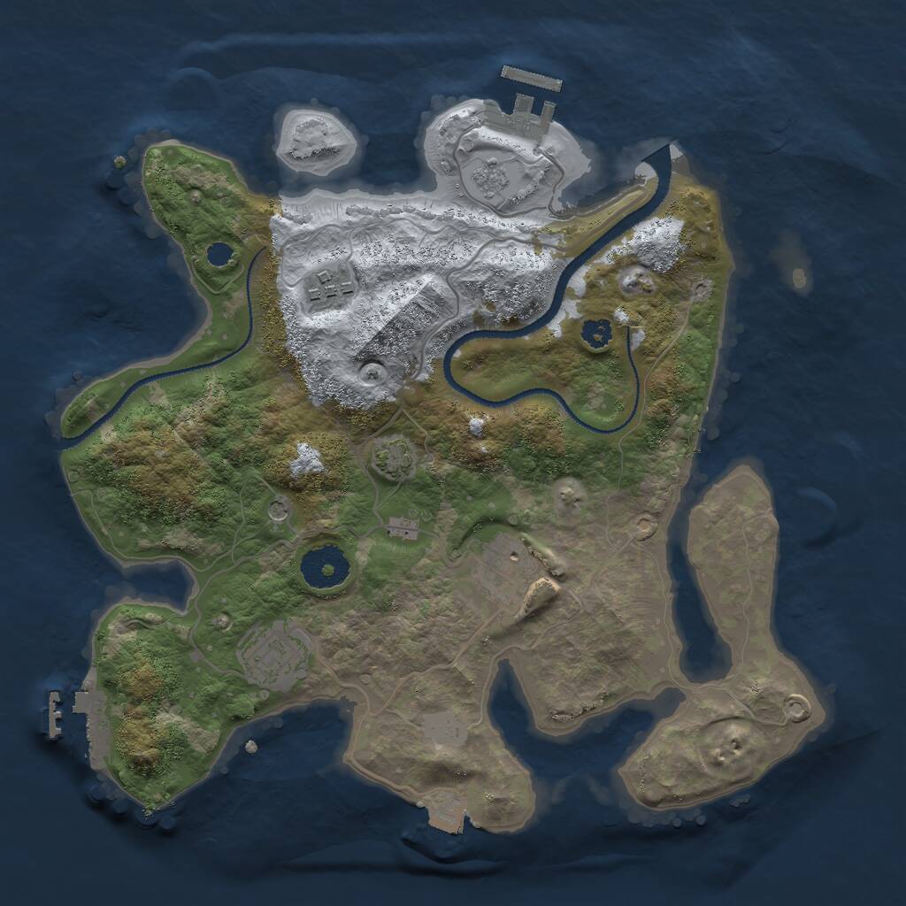 Rust Map: Procedural Map, Size: 3000, Seed: 1184645116, 9 Monuments