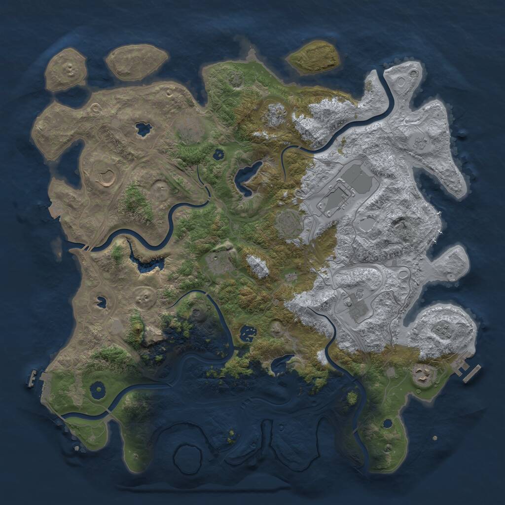 Rust Map: Procedural Map, Size: 4500, Seed: 255160625, 16 Monuments