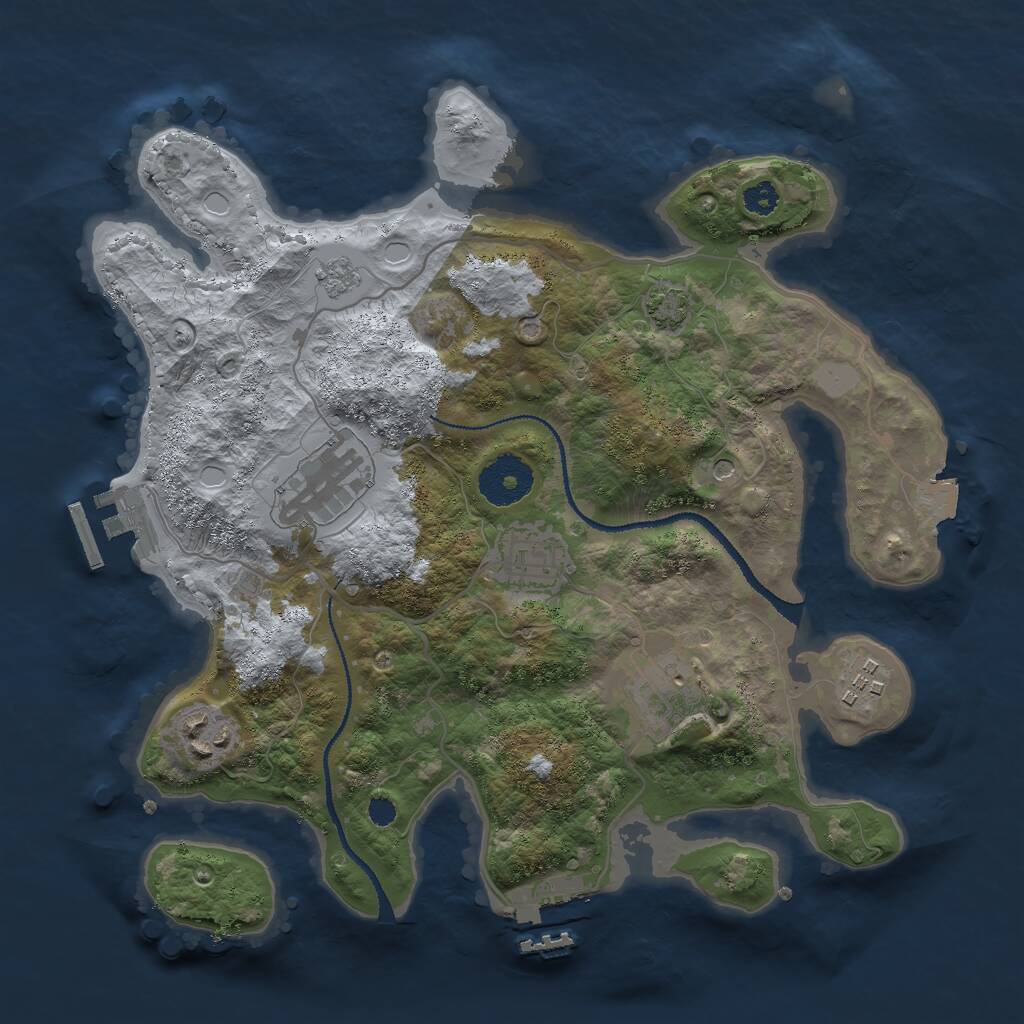 Rust Map: Procedural Map, Size: 3000, Seed: 147876467, 11 Monuments