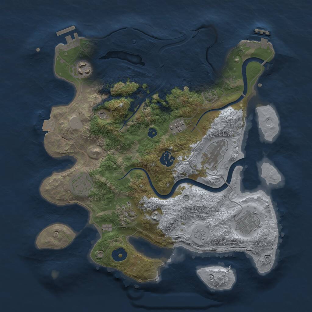 Rust Map: Procedural Map, Size: 3250, Seed: 1452578483, 13 Monuments