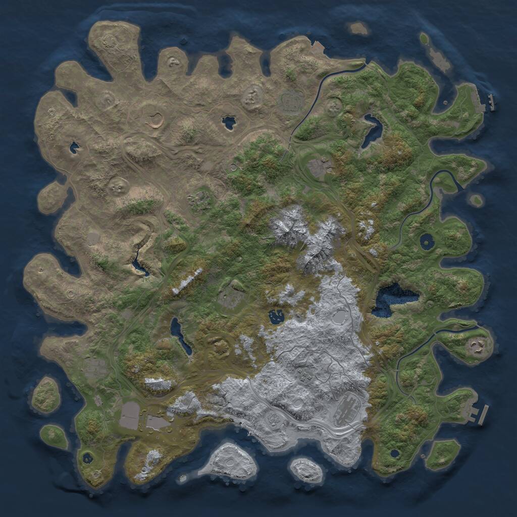 Rust Map: Procedural Map, Size: 5000, Seed: 1951414870, 17 Monuments