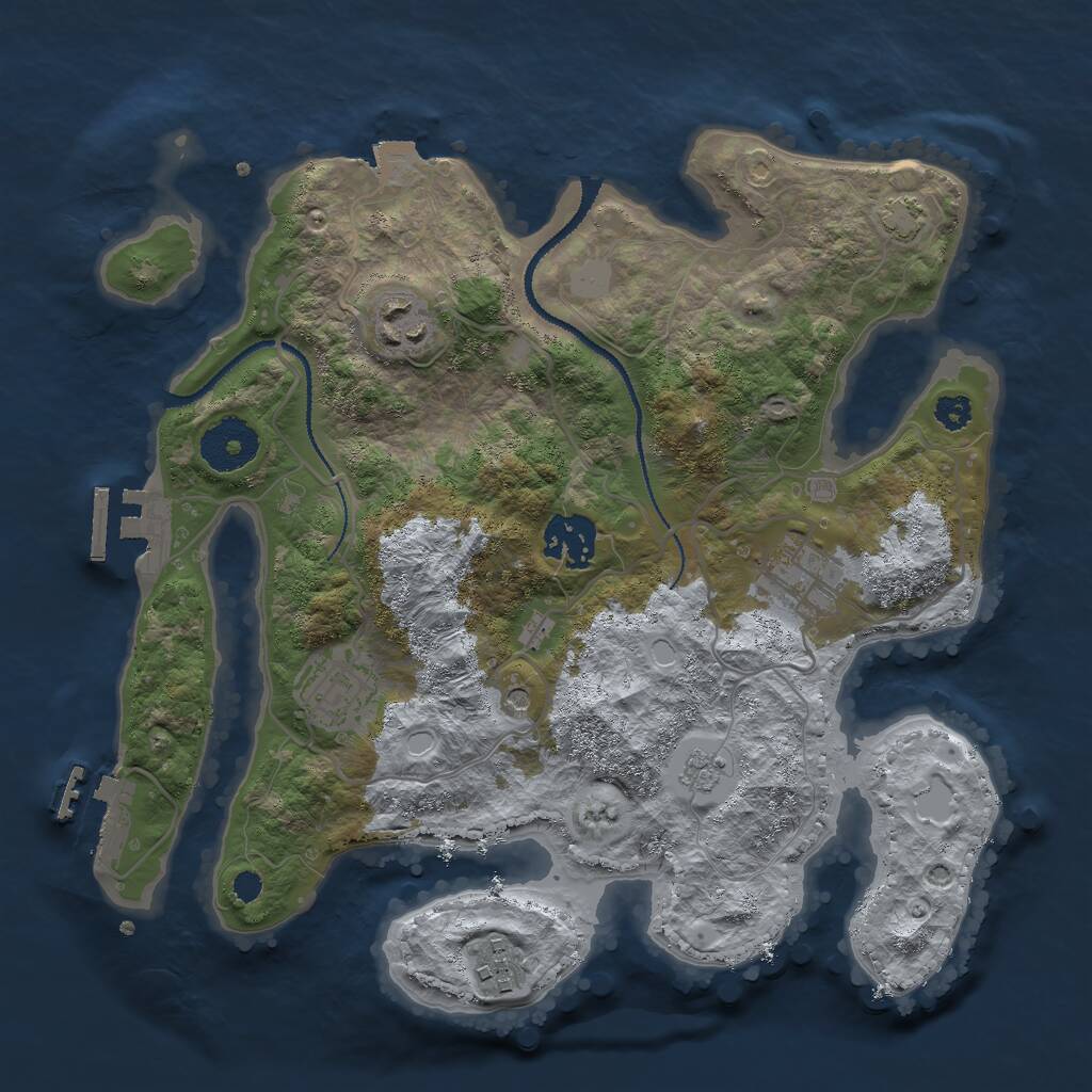 Rust Map: Procedural Map, Size: 3000, Seed: 2007277025, 11 Monuments