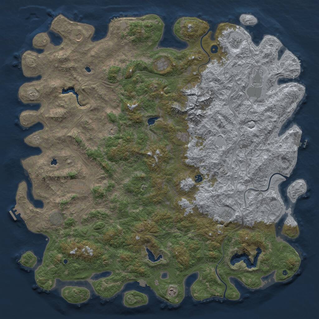 Rust Map: Procedural Map, Size: 6000, Seed: 111656414, 17 Monuments