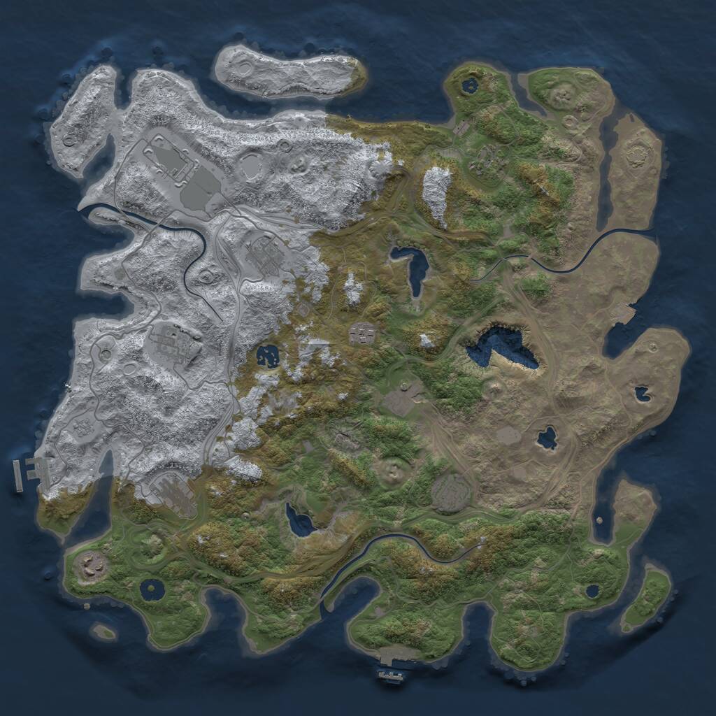 Rust Map: Procedural Map, Size: 4500, Seed: 1269677932, 16 Monuments
