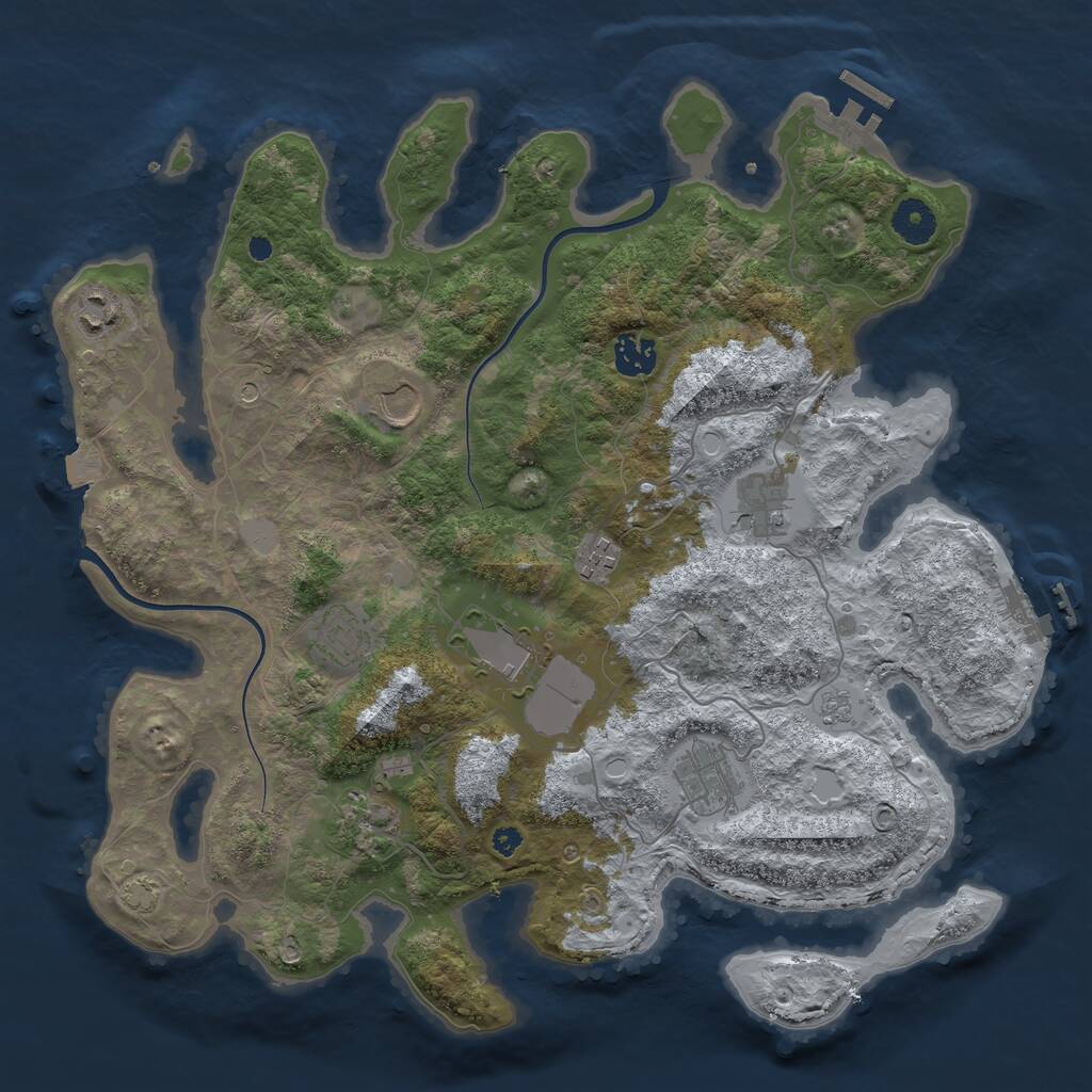 Rust Map: Procedural Map, Size: 3750, Seed: 1502399099, 15 Monuments