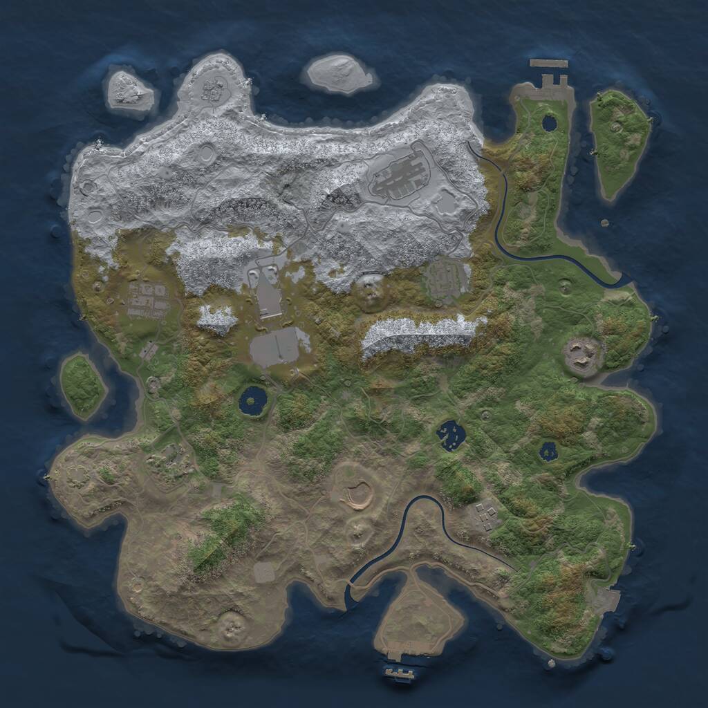 Rust Map: Procedural Map, Size: 3750, Seed: 1836828575, 14 Monuments