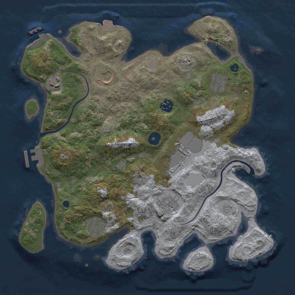 Rust Map: Procedural Map, Size: 3500, Seed: 83326, 13 Monuments