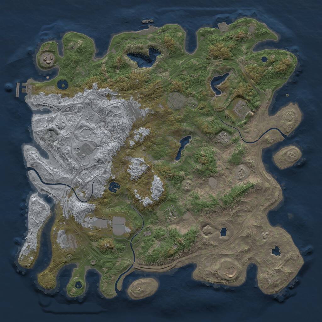 Rust Map: Procedural Map, Size: 4500, Seed: 615093663, 17 Monuments