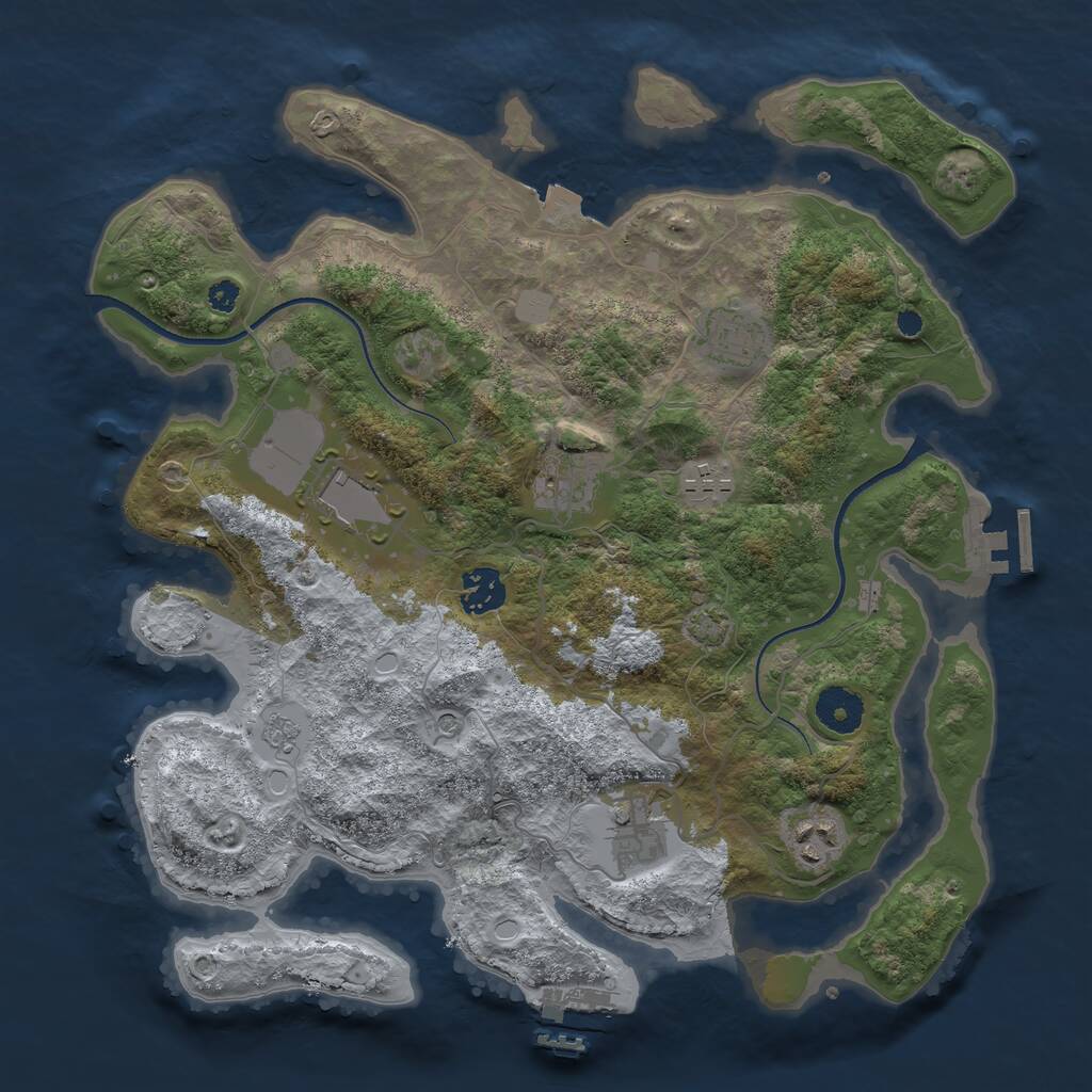 Rust Map: Procedural Map, Size: 3500, Seed: 1974321692, 13 Monuments