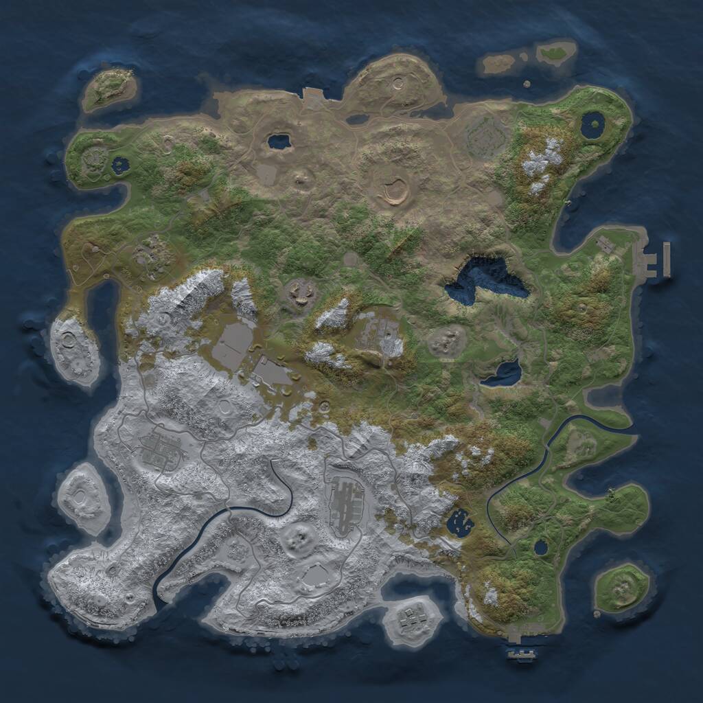 Rust Map: Procedural Map, Size: 4000, Seed: 298446776, 16 Monuments