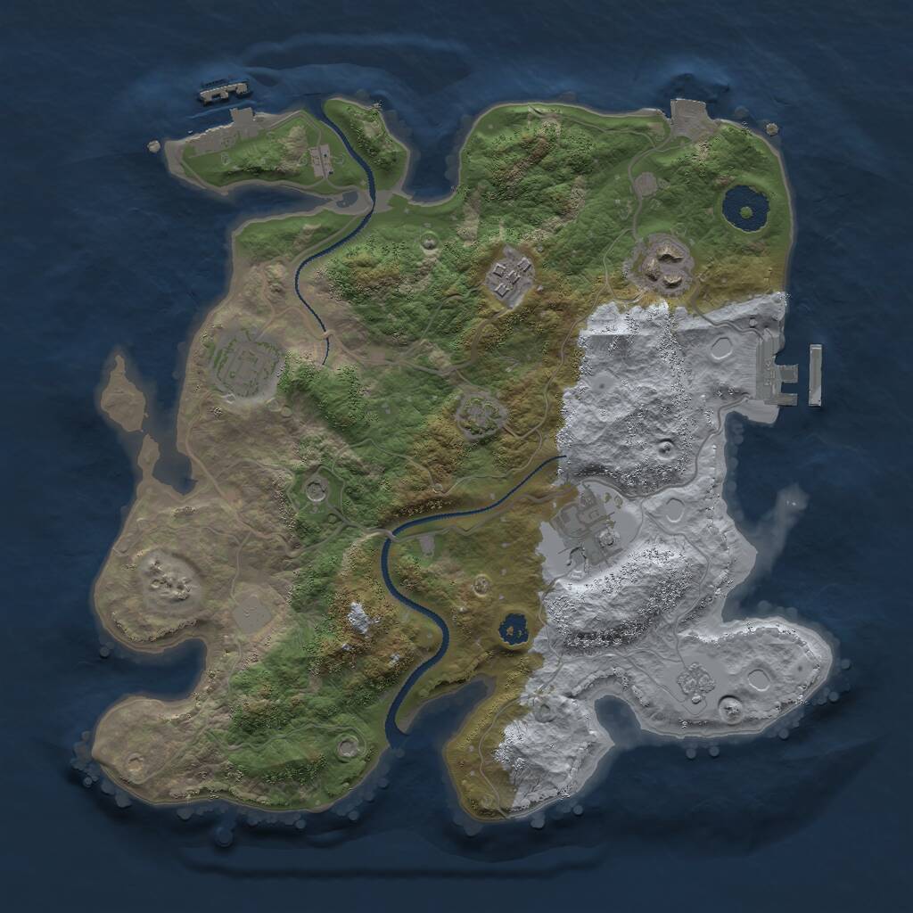 Rust Map: Procedural Map, Size: 3000, Seed: 564475776, 10 Monuments