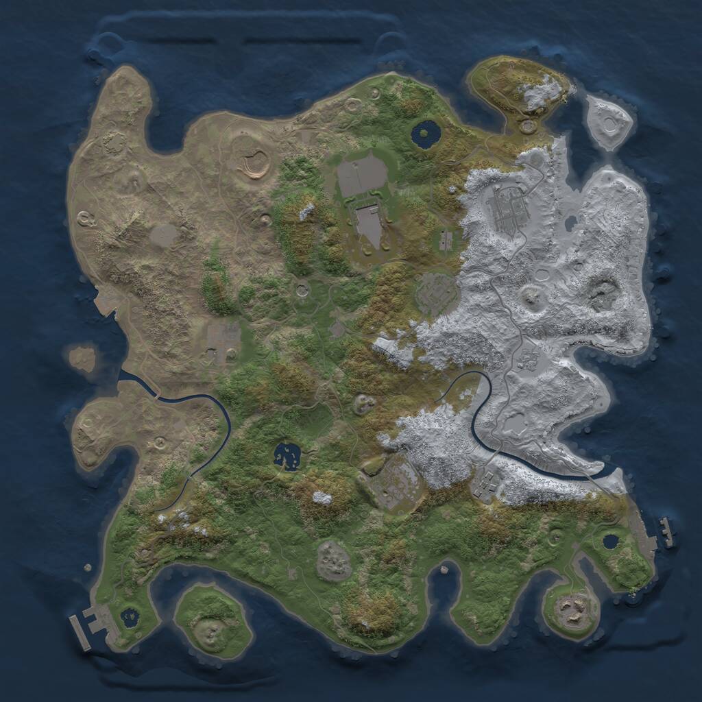 Rust Map: Procedural Map, Size: 3750, Seed: 927347659, 15 Monuments