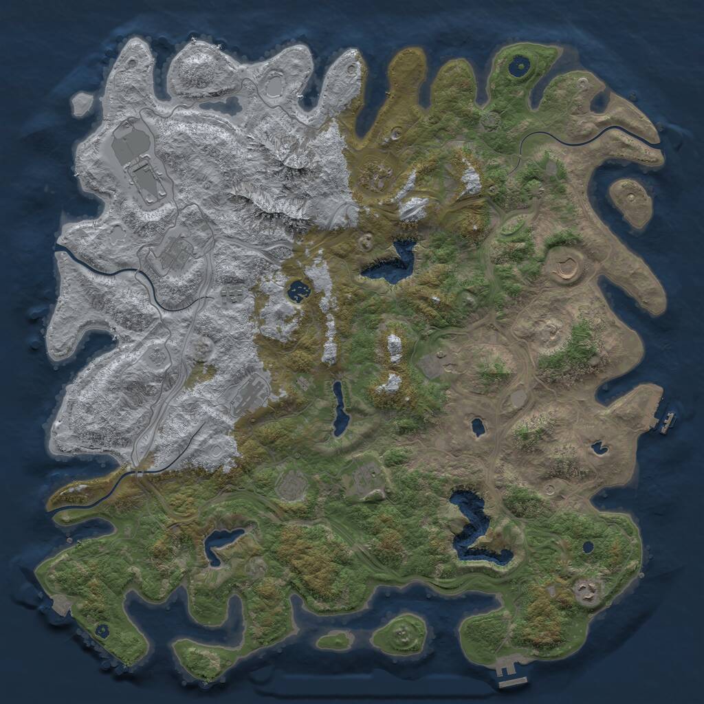 Rust Map: Procedural Map, Size: 5000, Seed: 1393558476, 17 Monuments